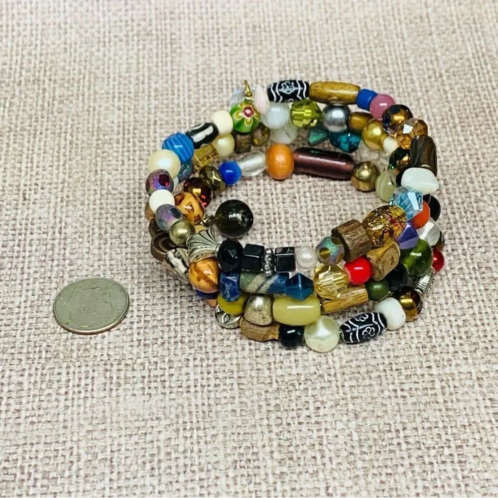 Multi Bead Memory Coil Bracelet - Picture 2 of 2